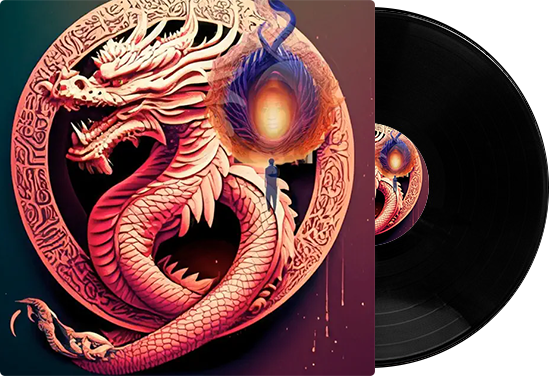 Woman seated on steps with text