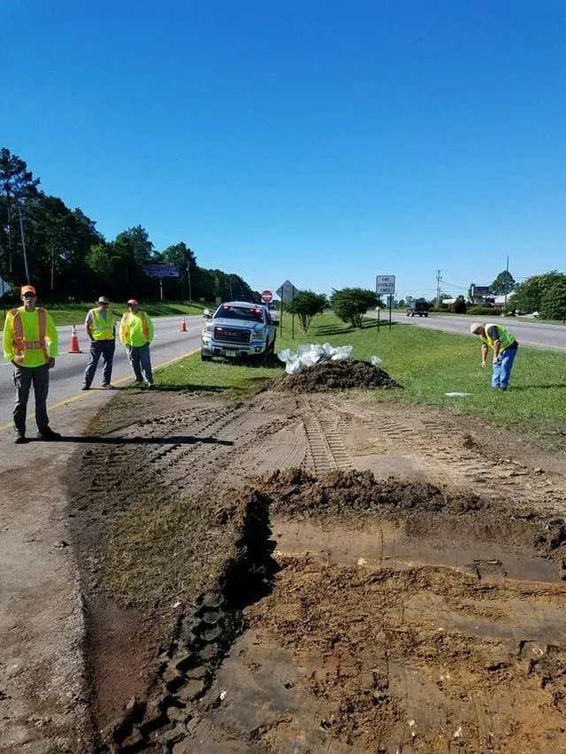 Road during spilled chemical cleanup — Ashford, AL — Environmental & Hazmat Services Inc.