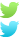 Twitter logo icon displayed in both green and blue