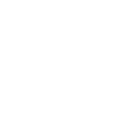 A red and white logo for rise realty