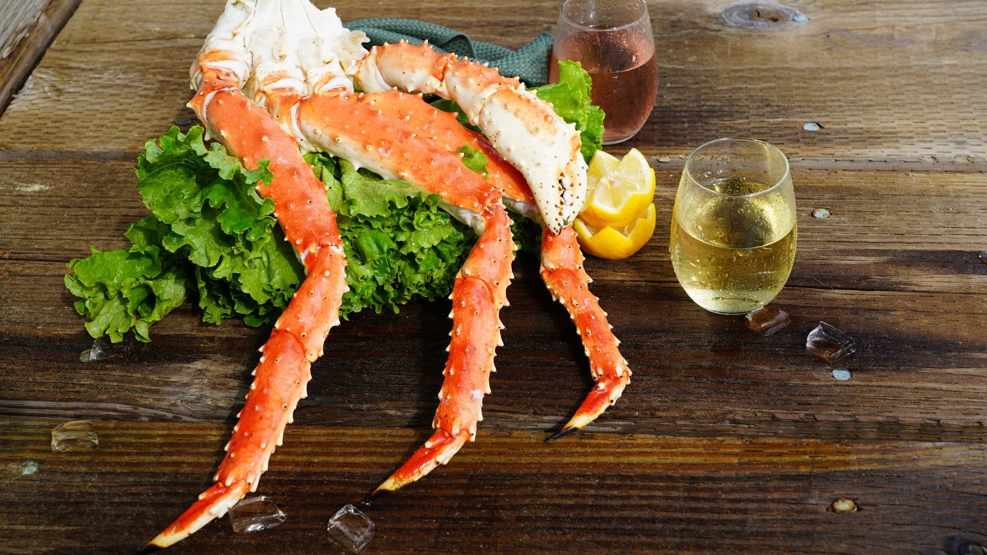 Huge legs of local Alaskan king crab, served at The Hangar on the Wharf
