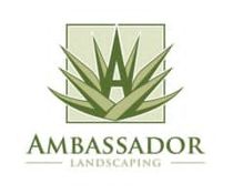 Logo for Ambassador Landscaping: a stylized green plant with an "A" inside a green square; the text "Ambassador Landscaping" below.