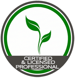 Green leaf logo in a circle with “Certified & Licensed Professional” text below
