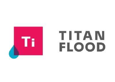 Logo of Titan Flood: pink square with