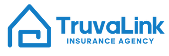 Logo for TruvaLink Insurance Agency: blue house icon with "TruvaLink" text and "INSURANCE AGENCY" below.