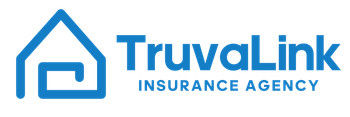 Blue logo with house icon and "TruvaLink INSURANCE AGENCY" text.