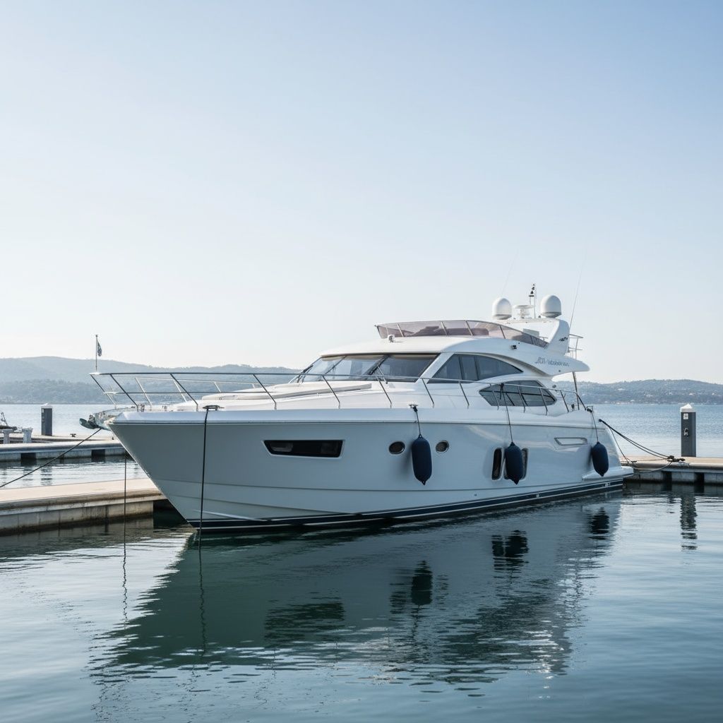 Motorboat speeding across choppy water with city skyline in background.