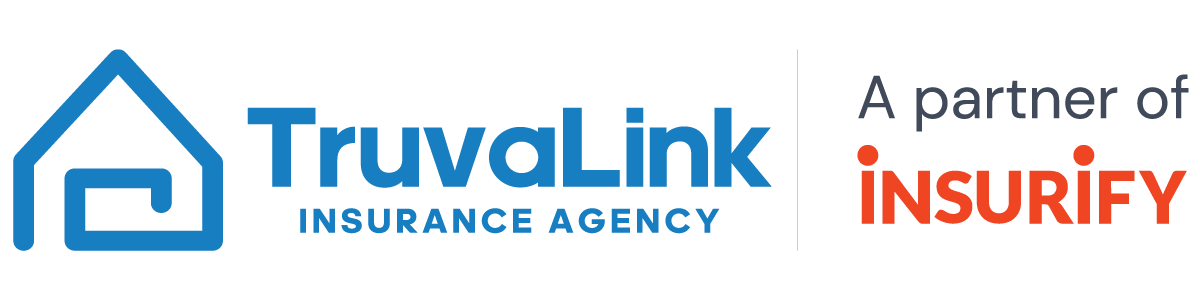 Logo of TruvaLink Insurance Agency, a partner of Insurify; blue house graphic.