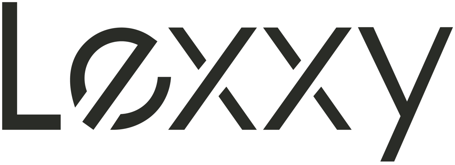 Logo for Løxxy, black text on white background.