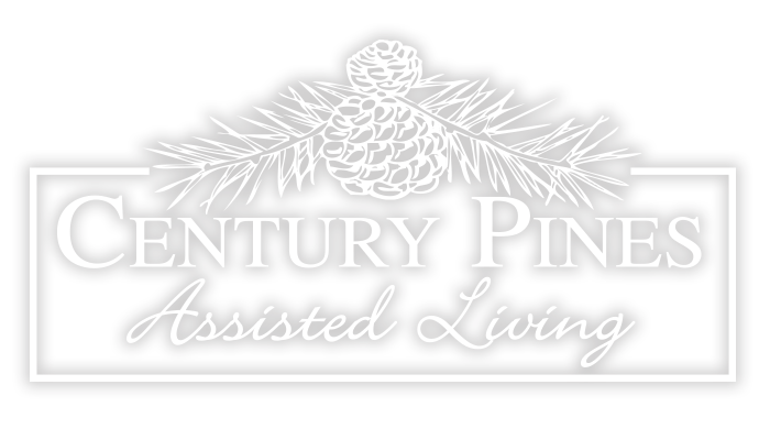 Century Pines logo in white | Top assisted living memory care apartments near Springfield, MO