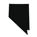 A black silhouette of the state of nevada on a white background.
