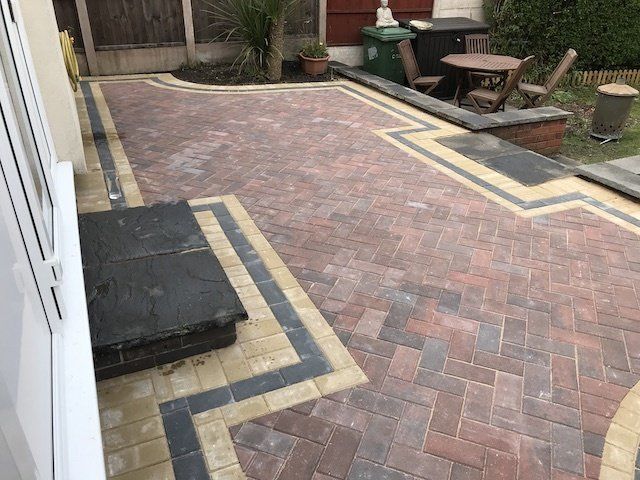 Block paving patio in a range of colours by GQ General Builder of Wolverhampton