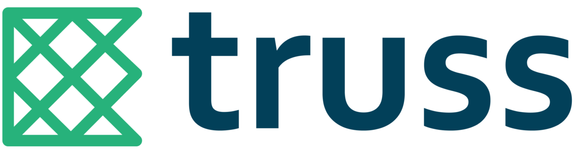 A blue and green truss logo on a white background.