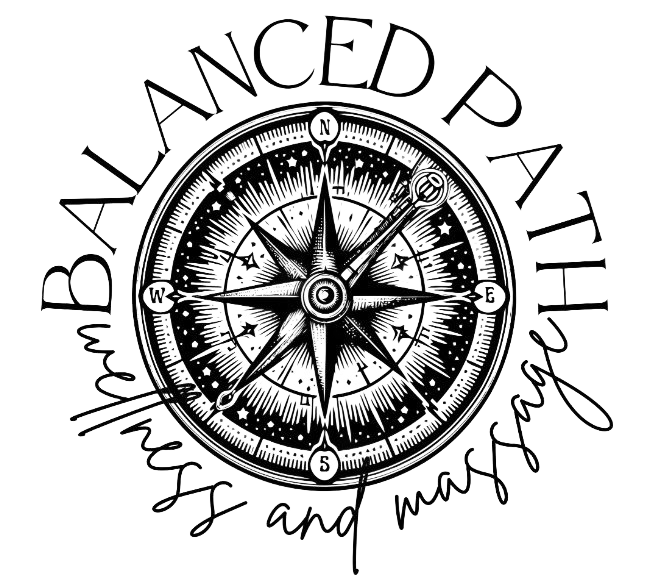 Black and white logo: Compass with 