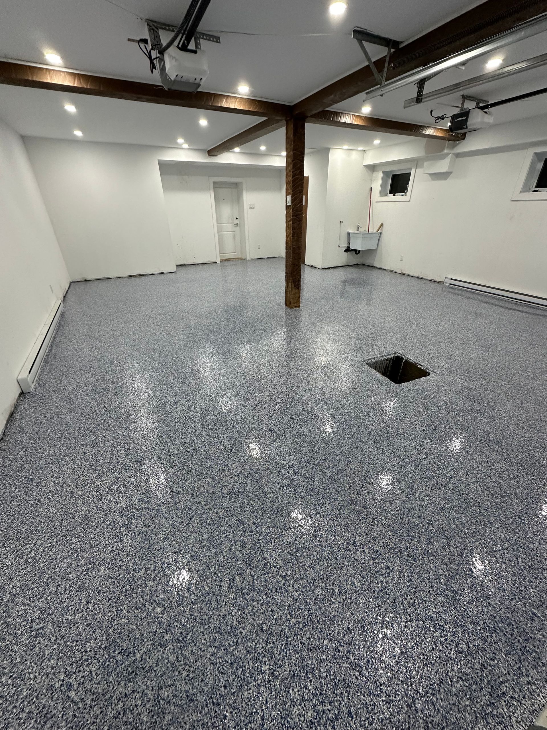 There is a hole in the floor in the middle of the room.