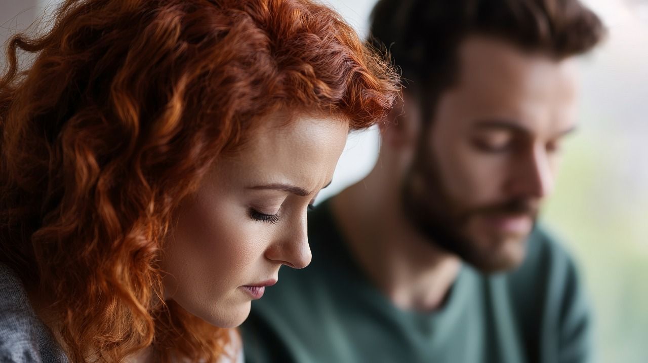 couple with sad look on their faces