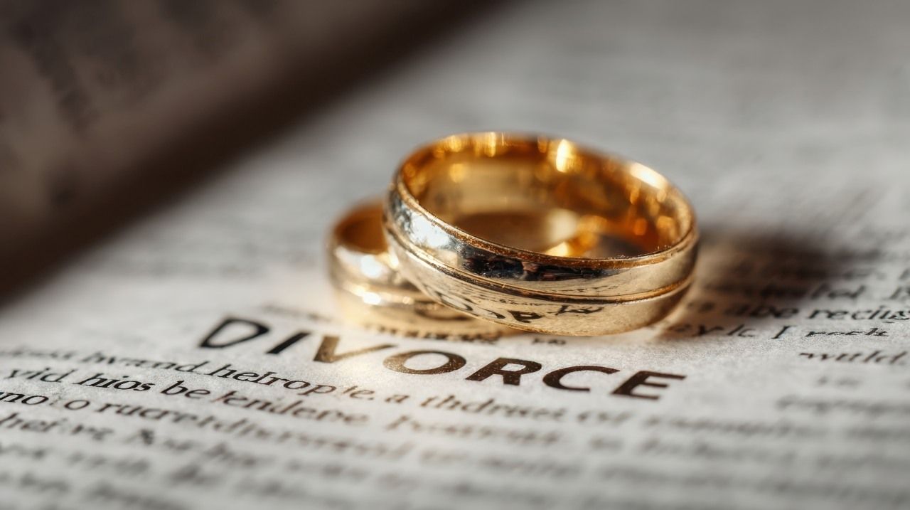 Wedding Rings Resting on a Divorce Document