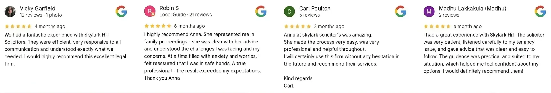 Skylark Hill Google Reviews