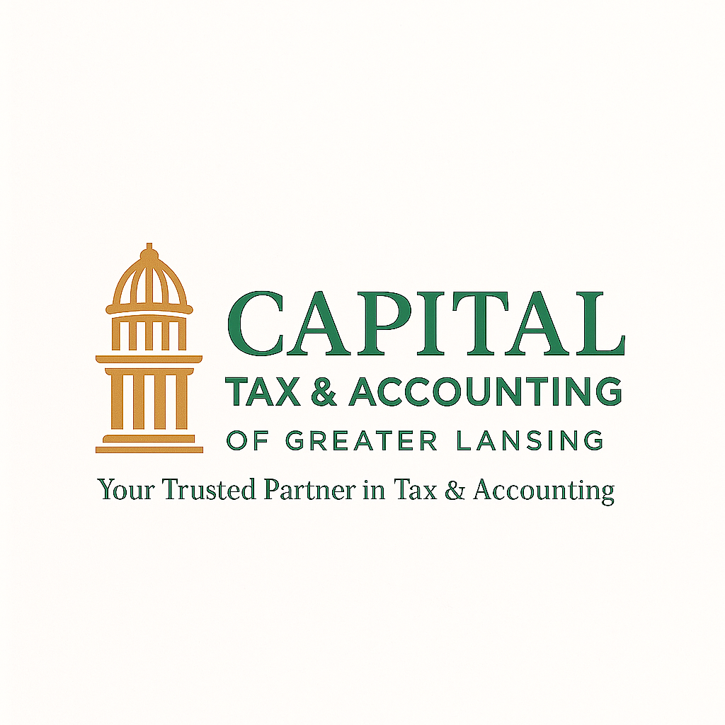A logo for capital tax & accounting of greater Lansing