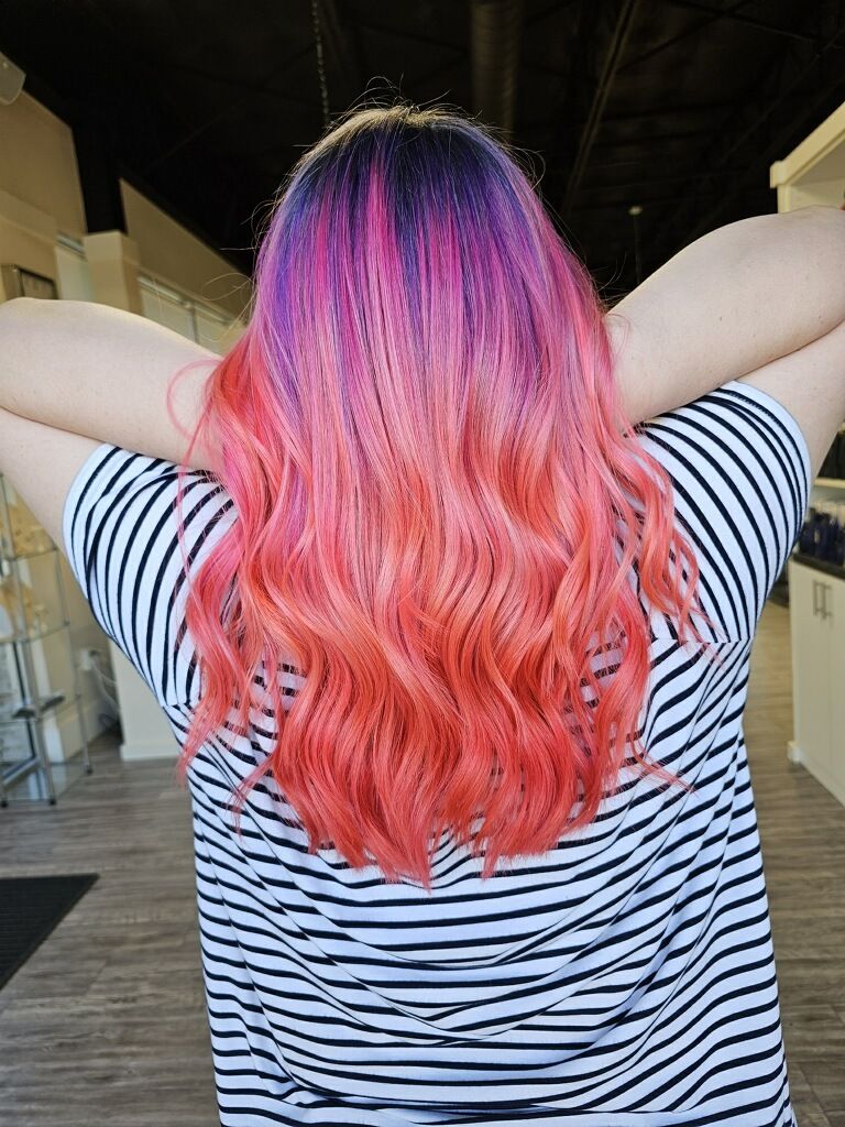 Picture Showing Fashion Colors and Vibrant Purple and Orange Hair Color