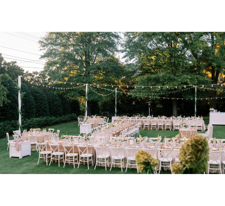 outdoor wedding reception in Downtown Raleigh
