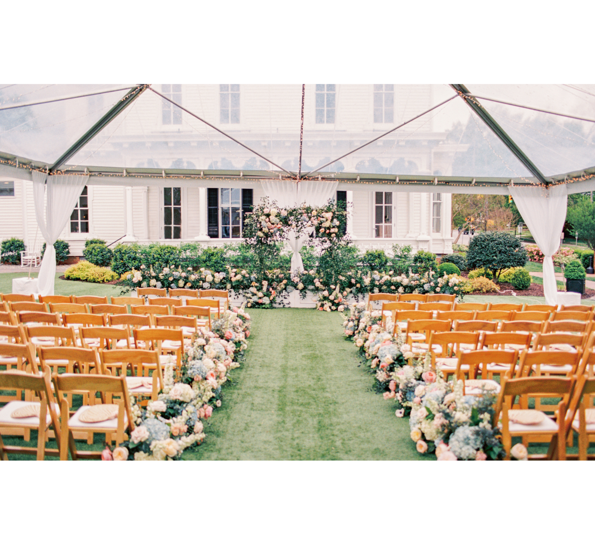 tented wedding ceremony in raleigh North Carolina