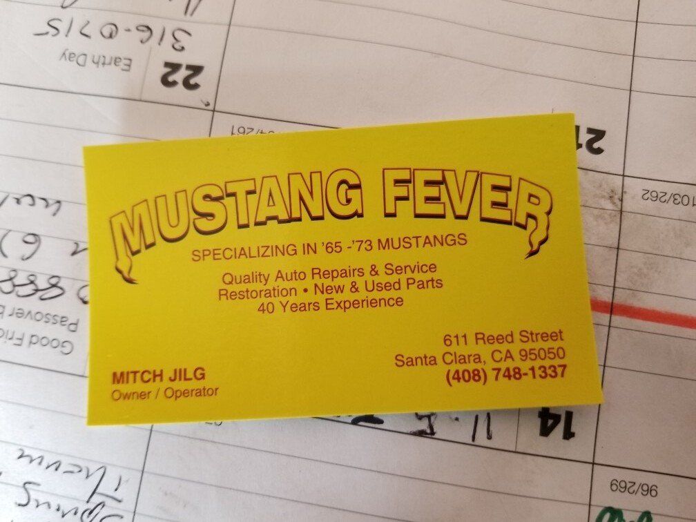 Company Business Card — Santa Clara, CA — Mustang Fever