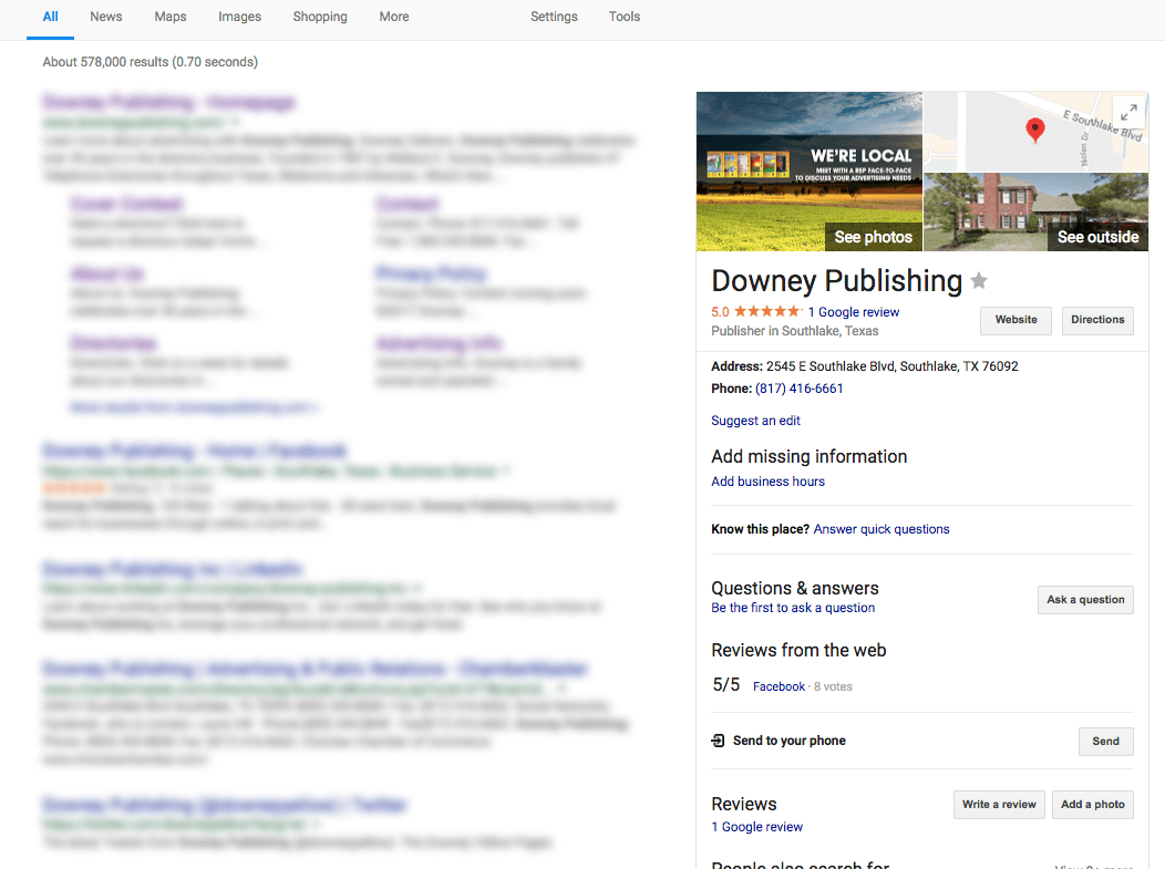 Downey Publishing Google My Business Listing