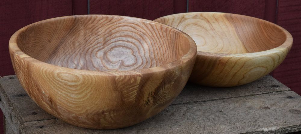 Two of Sanderson's Wooden Hand Turned Bowls