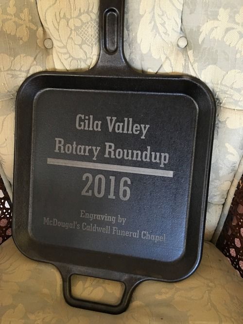 cast iron pan with engraving
