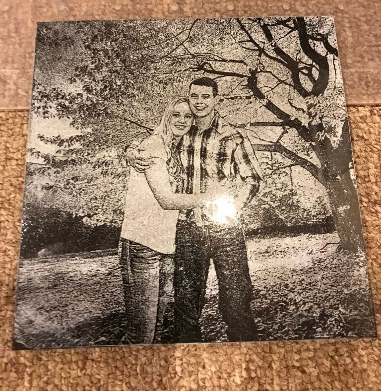 Engraved portrait of a couple