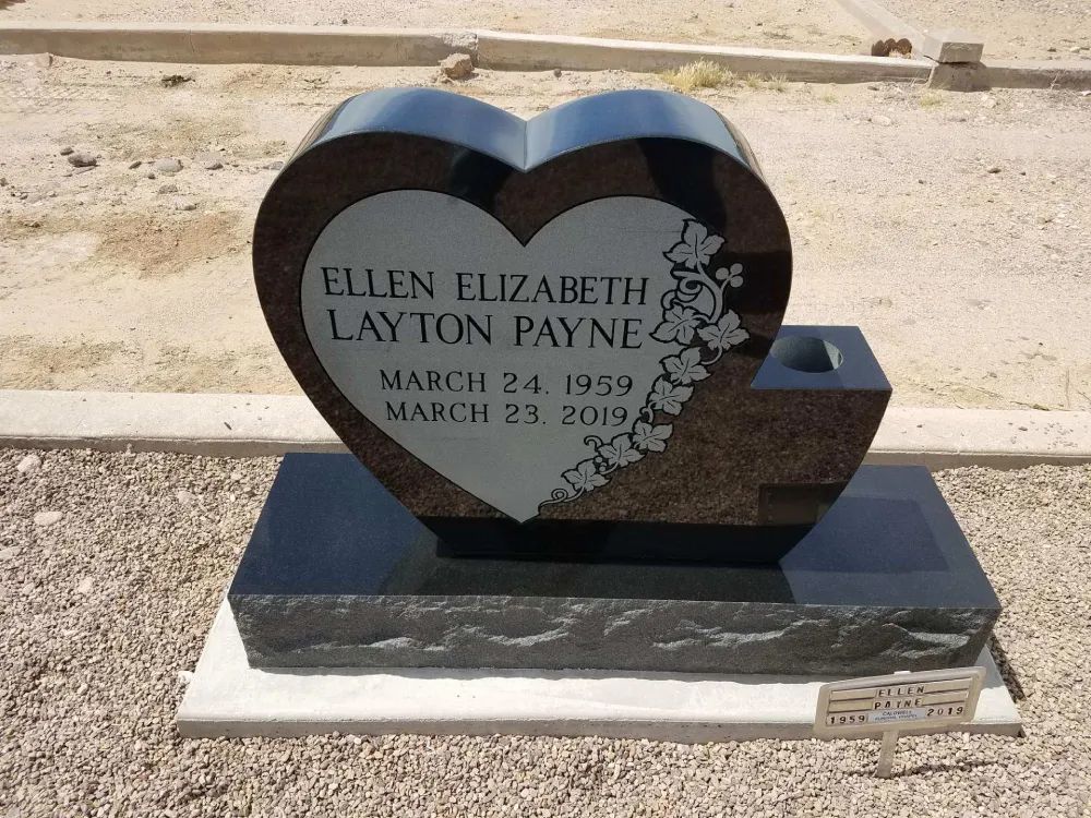 black and grey heart headstone