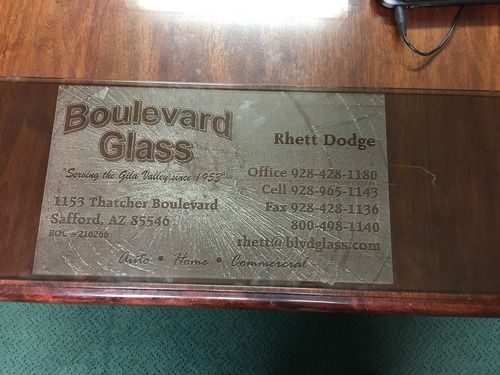engraving with business info