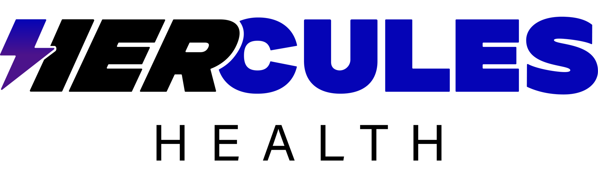 The logo for hercules health is blue and black