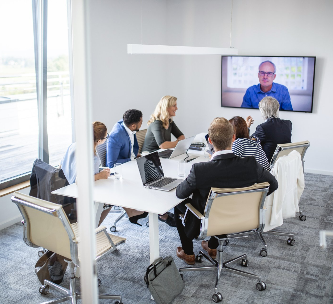 business people participating in video conference