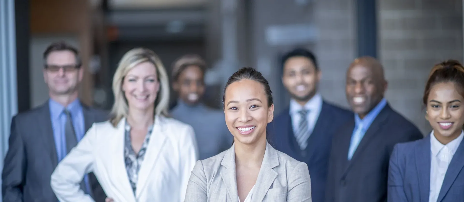 group of young professionals working together