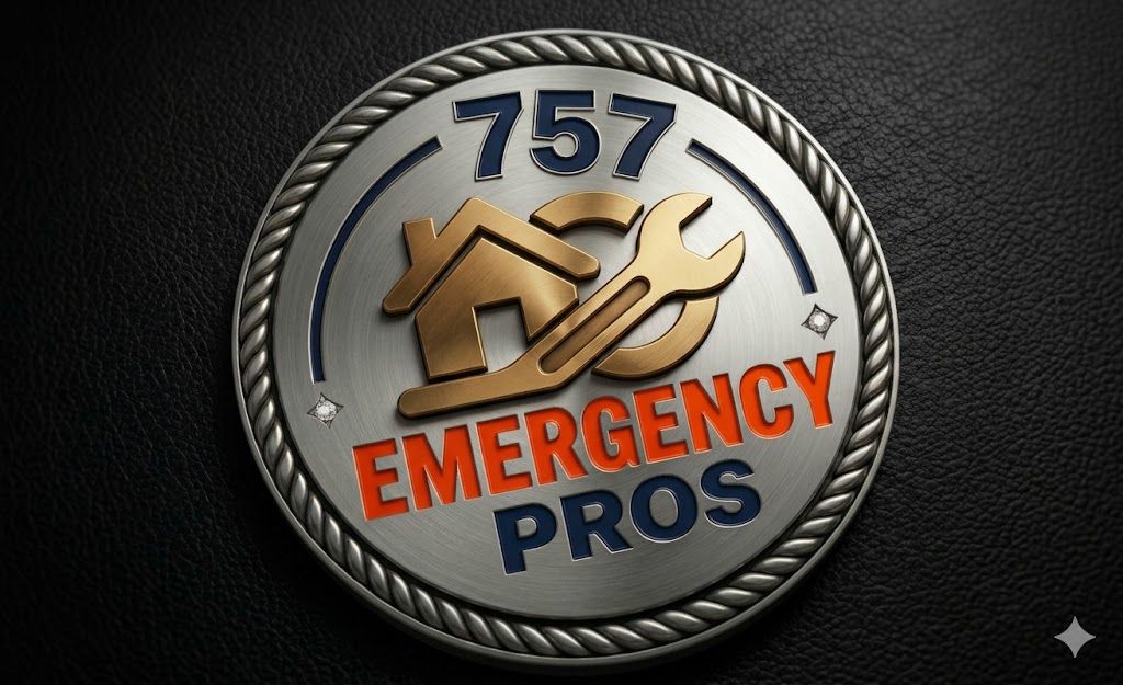 A silver emblem with a rope-textured border featuring a house icon, a wrench, and the text 