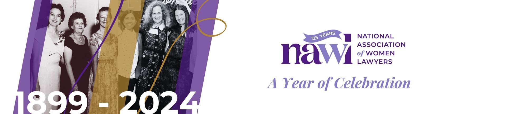 Photos of members throughout NAWL's 125-year history and NAWL's logo.