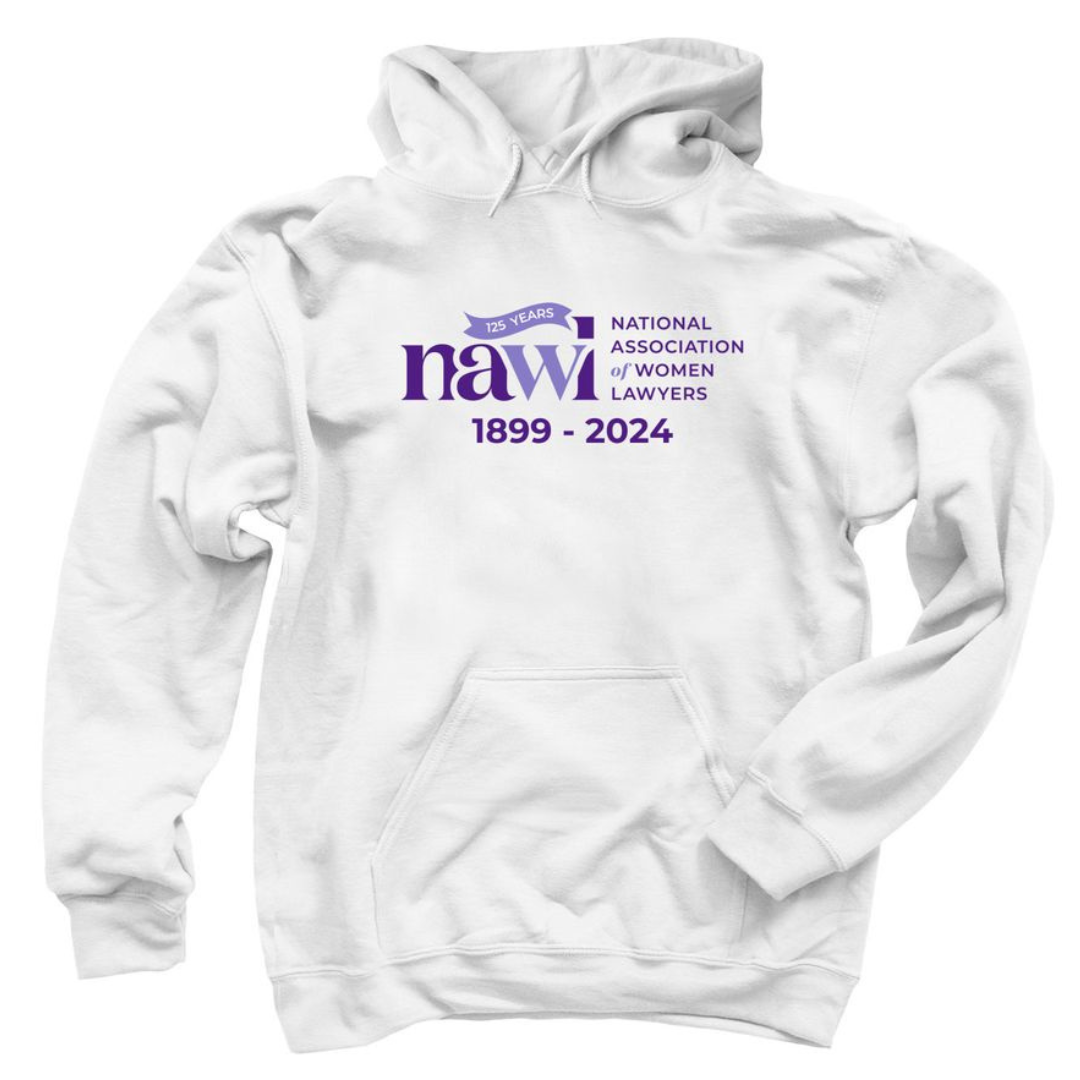 White hoodie with NAWL logo
