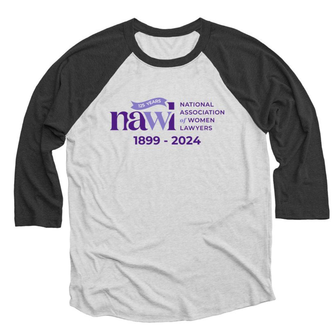 Grey and white baseball tee with NAWL logo