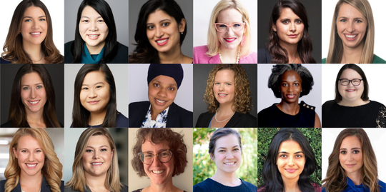 Headshots of 18 women.