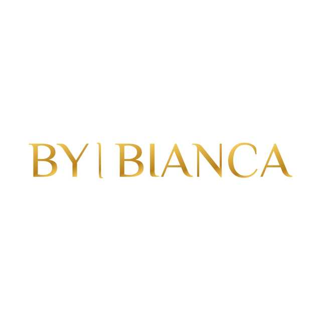 Um logotipo dourado para bianca em um fundo branco