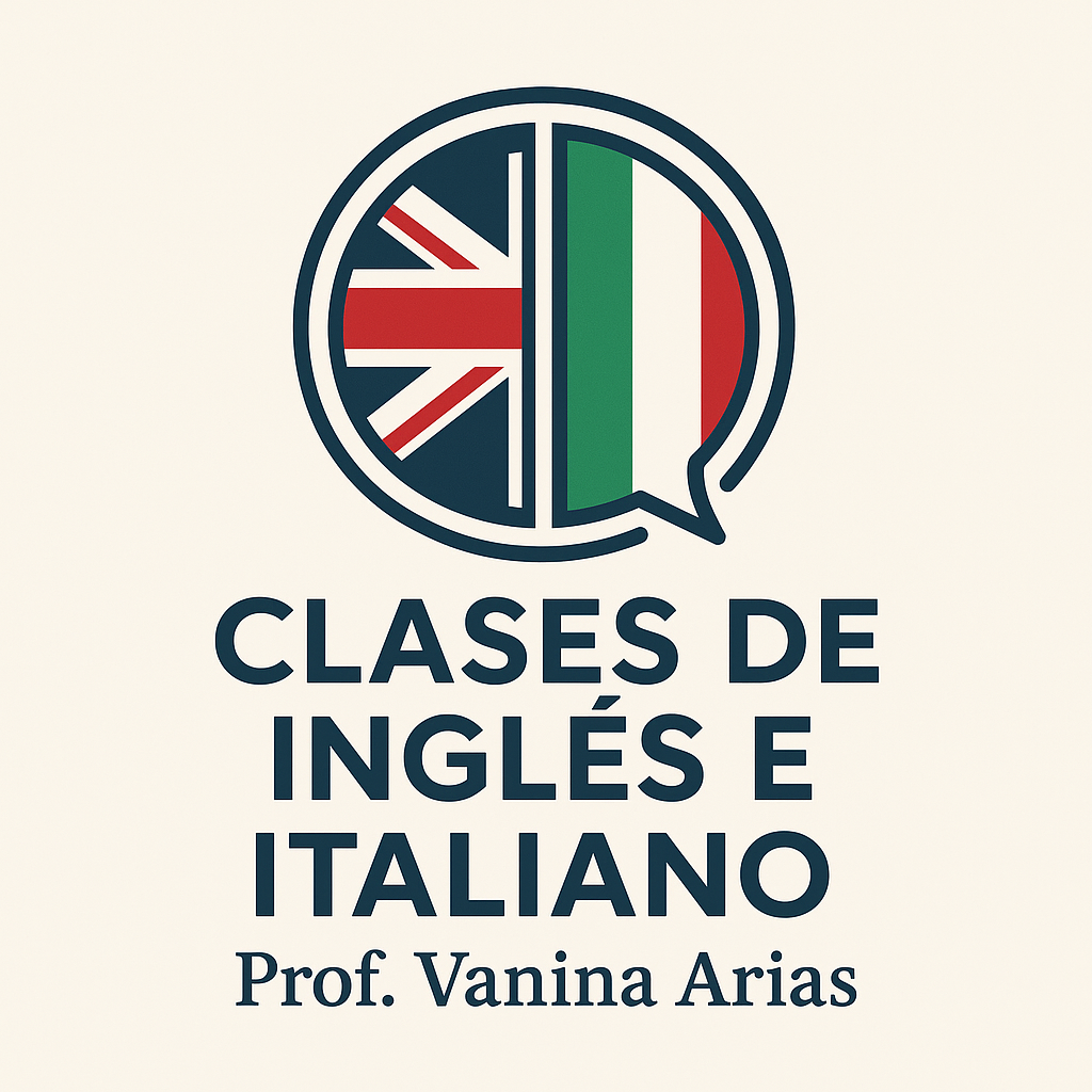 Logo with English and Italian flags, text: