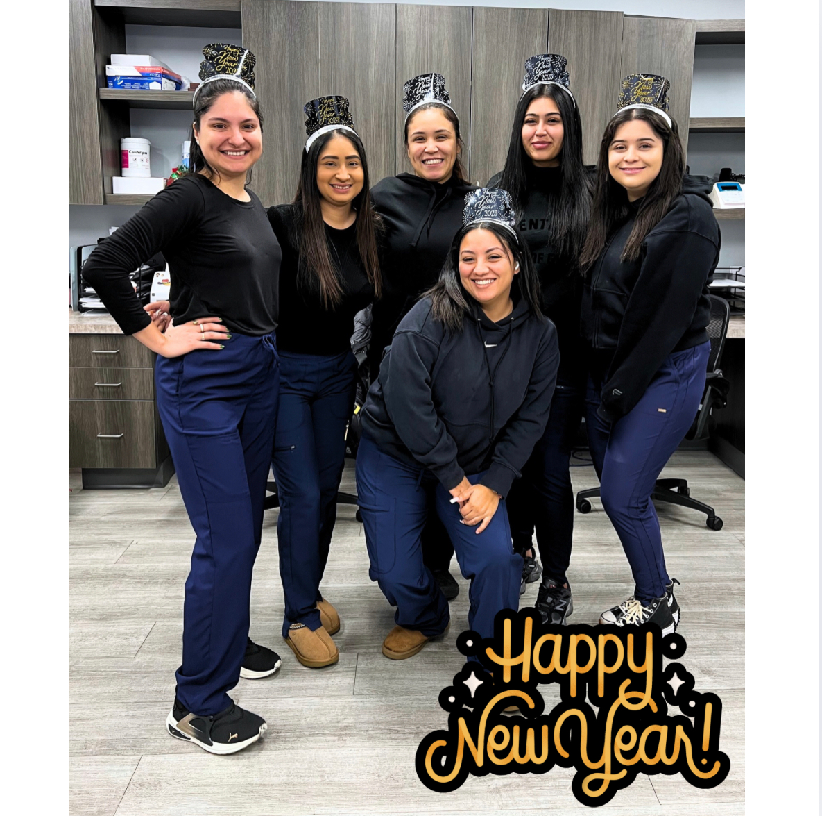 group photo smiling for new year