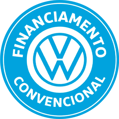 A blue volkswagen logo that says financiamento convencional