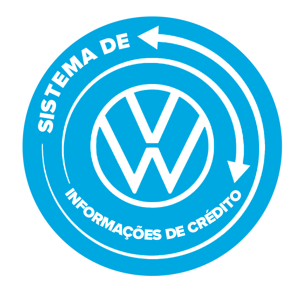 A blue volkswagen logo with the words sistema de informacoes de credito