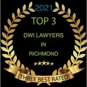 A gold laurel wreath that says top 3 dwi lawyers in richmond