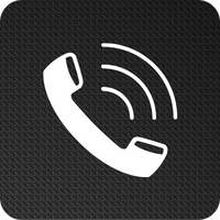 A white phone icon on a black background.
