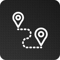 A white map icon with two pins on a black background.