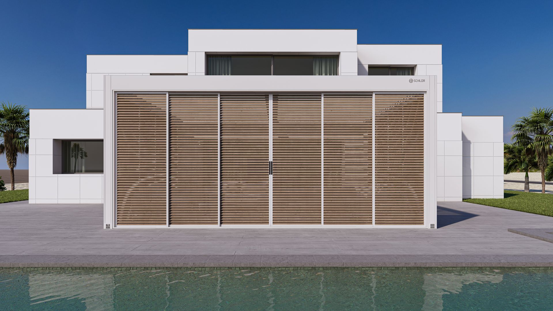 White & brown house front - Freehold, NJ - Awning Design Inc